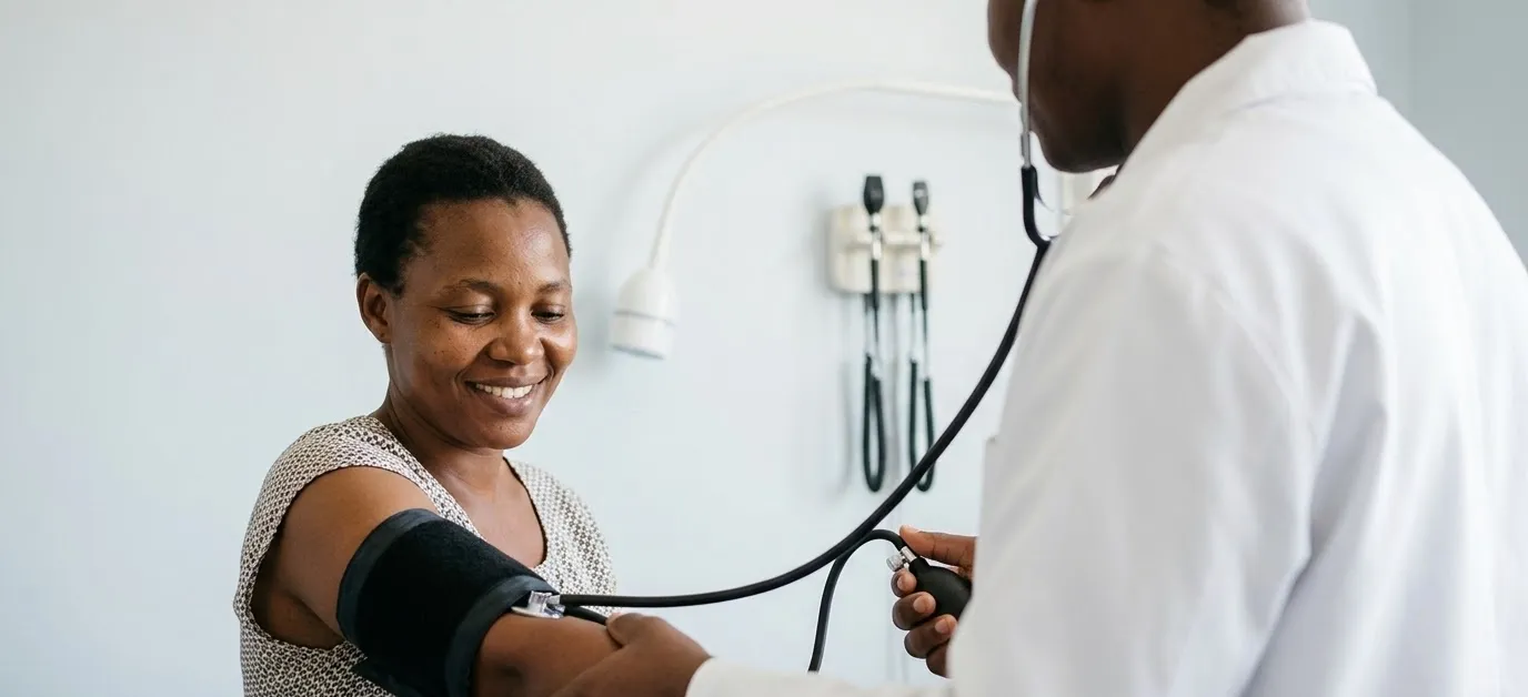 A doctor measuring a patient’s blood pressure