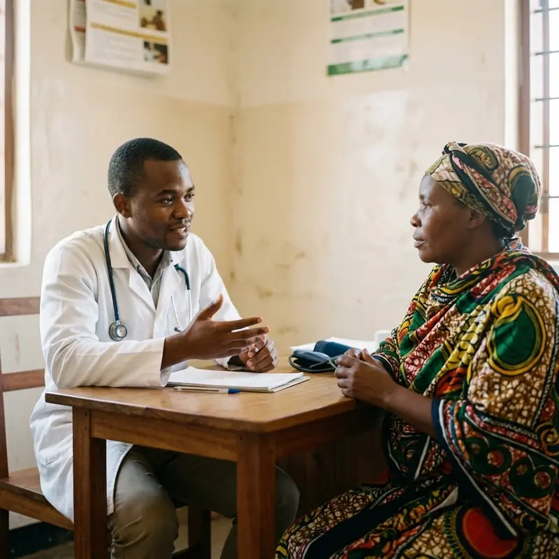 A doctor explaining something to a woman patient