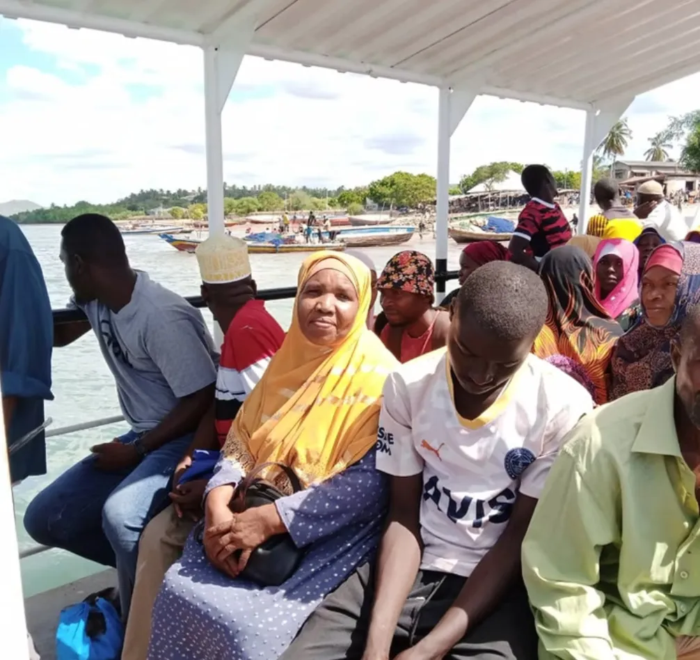 Passengers on the ferry near Lindi